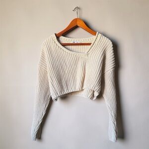 Zara Beige Cropped Knit Sweater